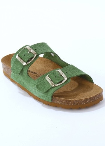 Kožené pantofle se 2 sponami