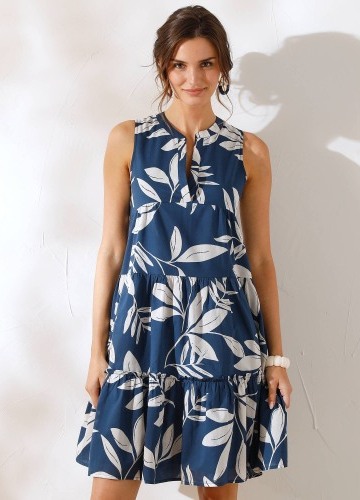 Krátké šaty s potiskem, bez rukávů