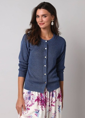 Svetr s dlouhými rukávy a metalickým vláknem