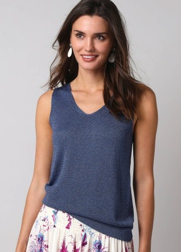 Top s výstřihem do V a metalickým vláknem