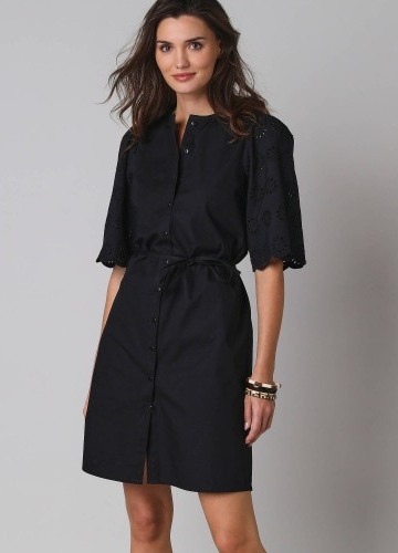 Košilové šaty z bavlny a madeirové výšivky