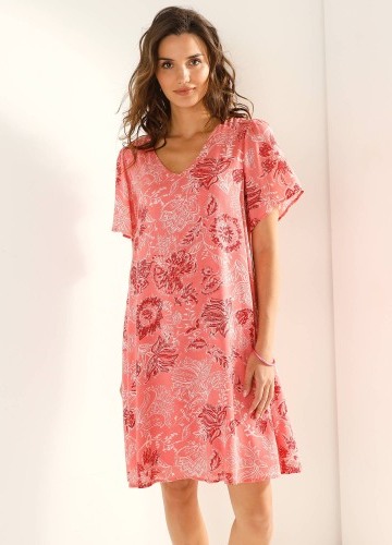 Šaty s potiskem a výstřihem do V