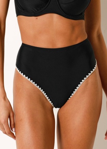 Plavkové vysoké nohavičky s výšivkou