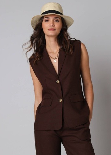 Blejzr bez rukávů, viskóza-len