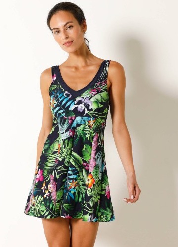 Jednodielne plavky Banna so sukňou a potlačou, pre ženy po operácii prsníka