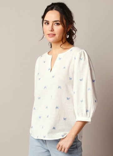 Halenka se 3/4 rukávy a výšivkou