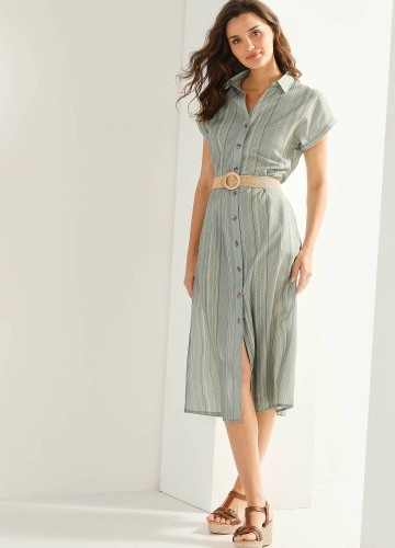 Pruhované košeľové šaty