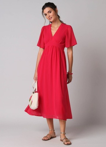 Dlouhé volánové jednobarevné šaty