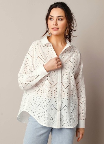 Košilová halenka s anglickou výšivkou