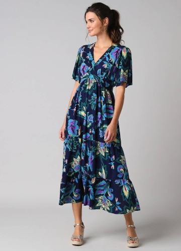 Dlouhé volánové šaty s potiskem