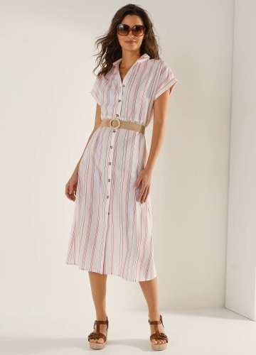 Pruhované košeľové šaty