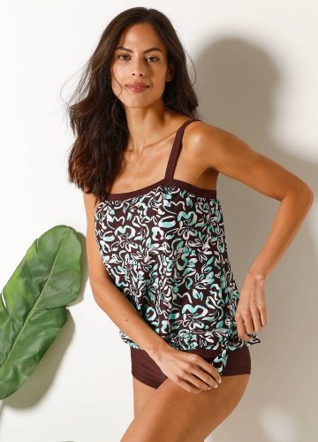 Plavkový tankiny top Saravia s potlačou, tvarované košíky
