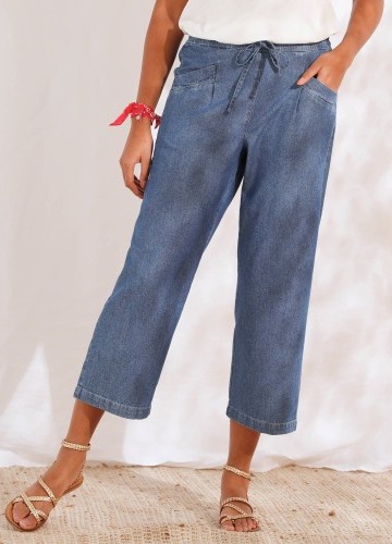 7/8 široké kalhoty z lehkého denimu
