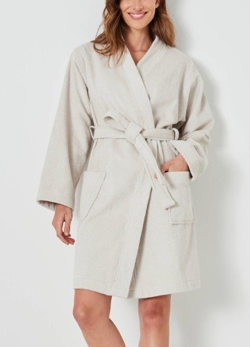 Krátky unisex župan s kimono golierom