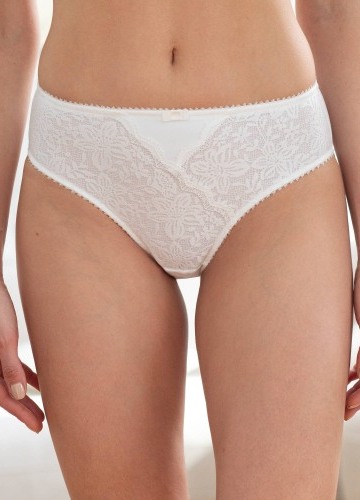 Súprava 2 midi nohavičiek  Guspini zn. Confidence Lingerie® s vysokým pásom, čipkou a tylom