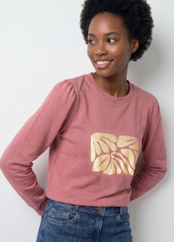 Tričko s dlhými rukávmi s metalickou potlačou