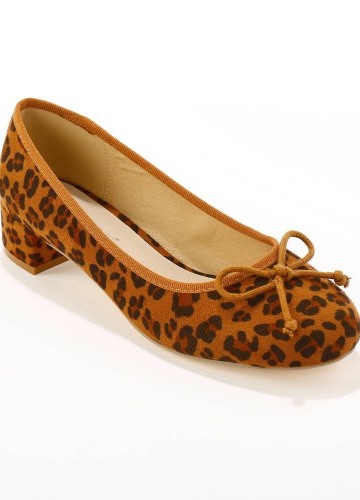 Balerínky s leopardím vzorom, na podpätku