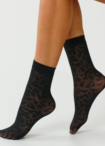 Nízke ponožky s leopardím vzorom 40 DEN