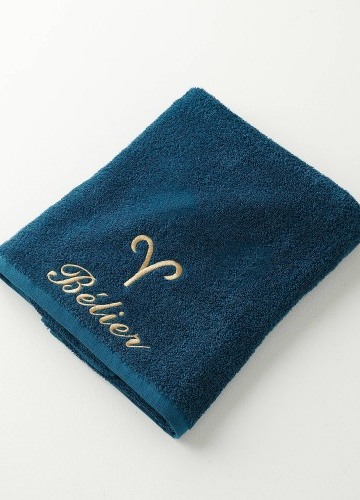 Koupelový textil s výšivkou astrologického znamení, bavlna 420g/m2