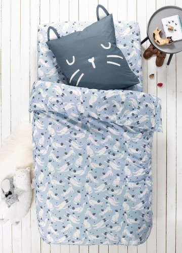 Detská posteľná bielizeň Mňau s potlačou, pre 1 osobu, bavlna