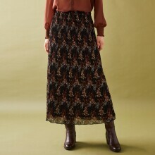 Plisovaná sukně s potiskem květin z recyklovaného polyesteru (1), pro vysokou po
