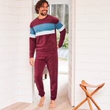 Velurové tříbarevné pyžamo