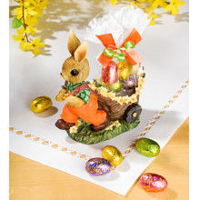 Dekorácia "Zajac s vozíčkom" + sladkosti