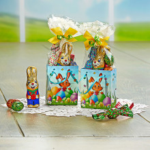 2 darčekové tašky "Zajace" + cukrovinky