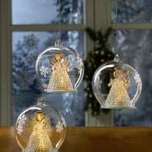 LED-es karácsonyi gömb angyallal