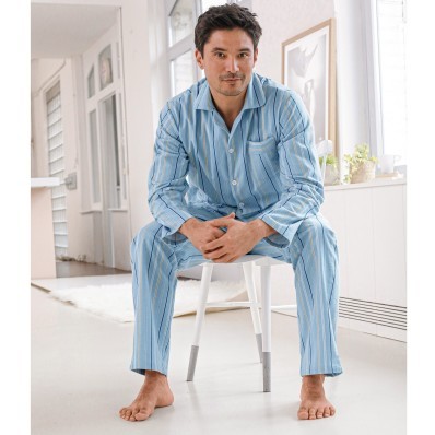 Flanel férfi pizsama csíkos mintával