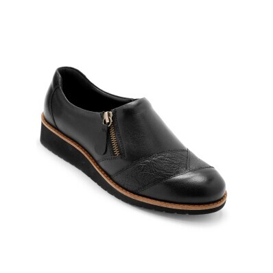 PEDICONFORT Pantofi confortabili din piele cu talpă cu pană, negru