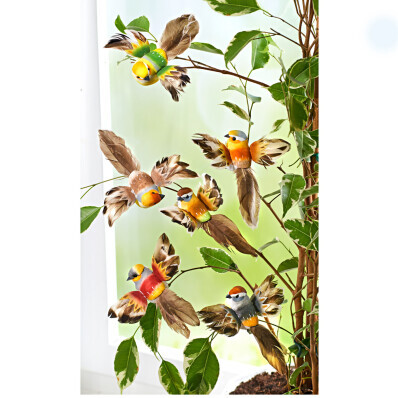 6 dekorativních ptáčků