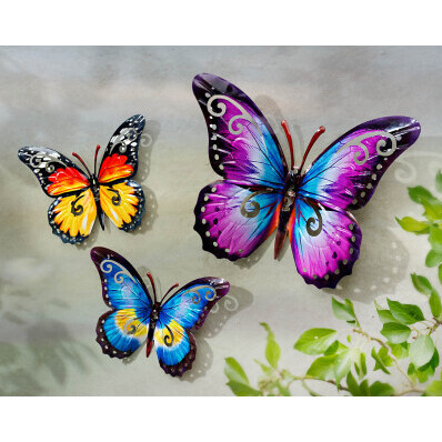 Nástěnná dekorace Motýli, sada 3 ks