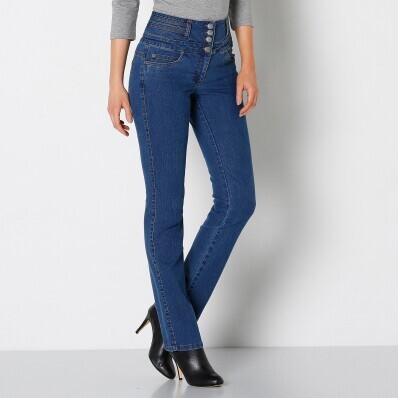 Rovné džíny s vysokým pasem