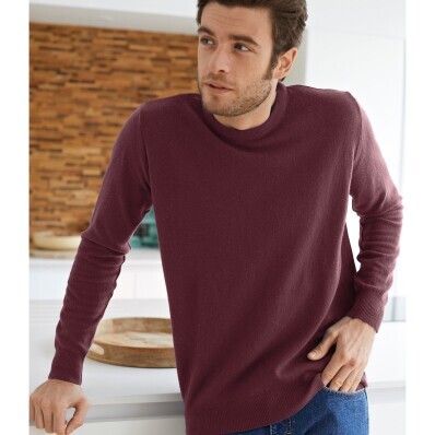 Jednobarevný pulovr s kulatým výstřihem