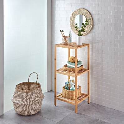 3 szintes fürdőszobai polc bambuszból