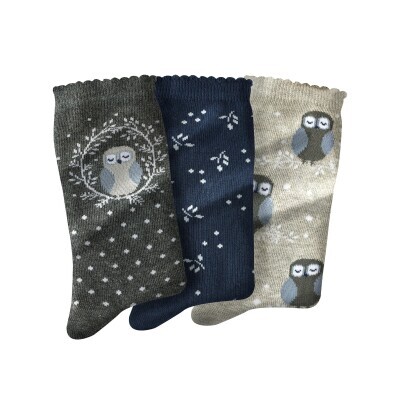 Sada 3 párů ponožek s motivem "sovy"