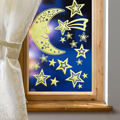 18-dielny obrázok na okno "Hviezdy a mesiac"