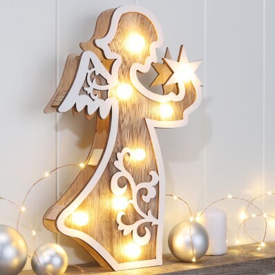 LED Dřevěná dekorace Anděl