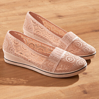 Pantofi din material textil "Sara", roz pastel