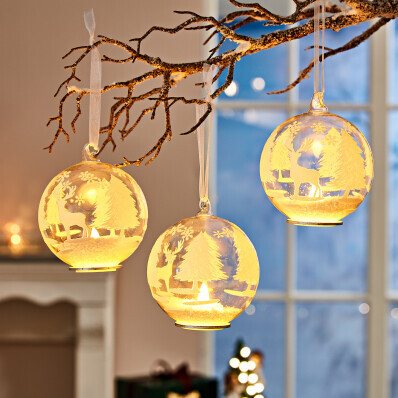 Atârnând minge de sticlă cu lumânare LED