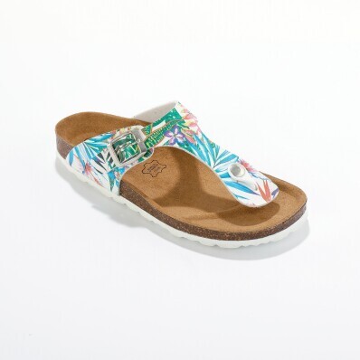 Sandale cu șlapi cu imprimeu tropical