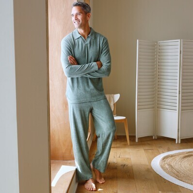 Pijama de Terry cu pantaloni și mâneci lungi
