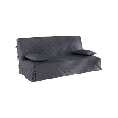 Pikowany pokrowiec na sofę w jednolitym kolorze, płótno bachettowe