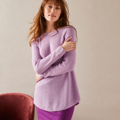 Pulover prelungit, model simplu tricotat