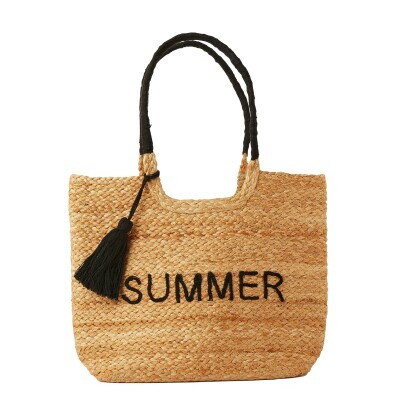 Plážová taška s výšivkou "summer", juta