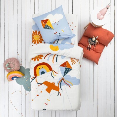 Lenjerie de pat pentru copii cu imprimeu Flying Dragon, bumbac
