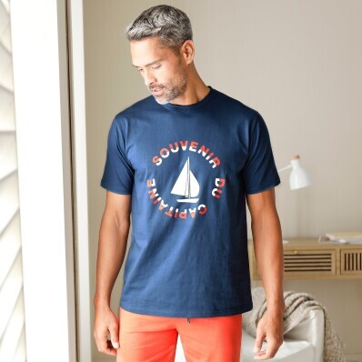 Pyžamové tričko s krátkými rukávy, motiv "loď"