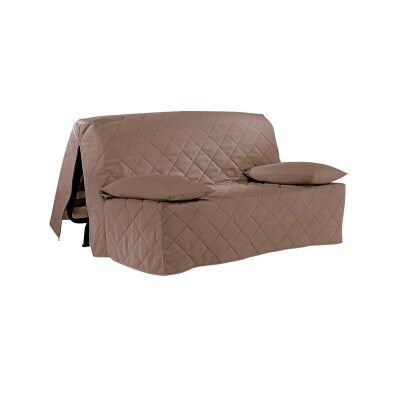 Pikowany jednokolorowy pokrowiec na sofę harmonijkową z zamkiem błyskawicznym, pościel bachettowa
