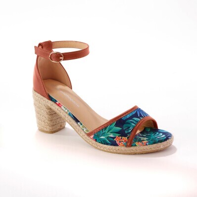 Sandále s tropickým vzorom, námornícky modré